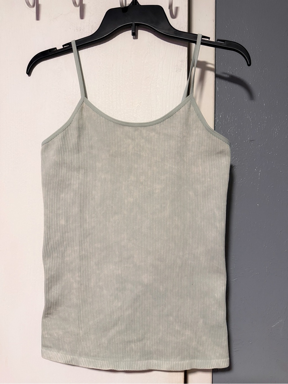 Light Sage Ribbed Spaghetti Tank Top - Women